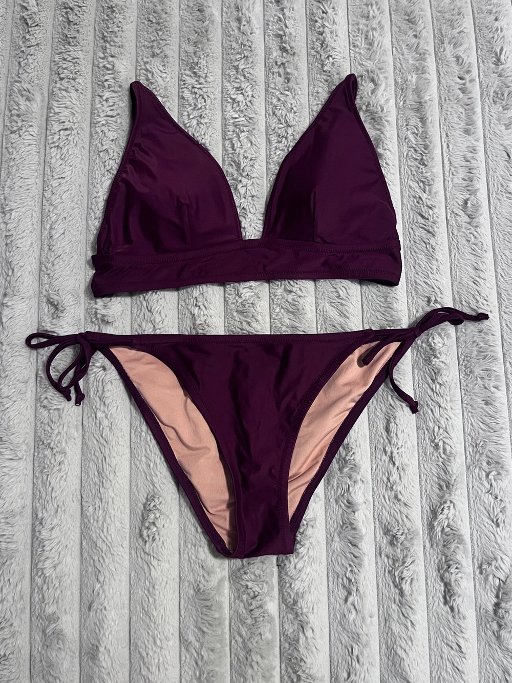 J. Crew Re-Imagined Two Piece Bikini Set Swimsuit Plum Size M